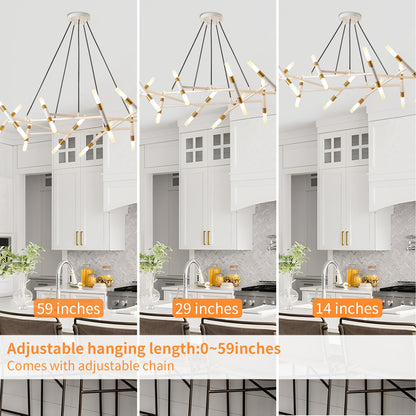 Taimei Cuprum 41 in. 20-Light Iron Modern Chandelier Fixture Branch Design