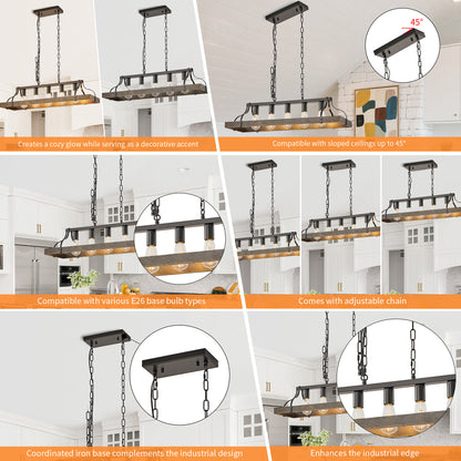 Taimei Olla 34 in. 5-Light Modern Farmhouse Chandelier Light