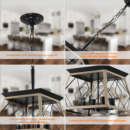 Taimei Vesper 16 in. 4-Light & Rustica 5-Light Farmhouse Industrial Chandelier Light 11_c899017e-a160-4ae2-922b-49420f13a423