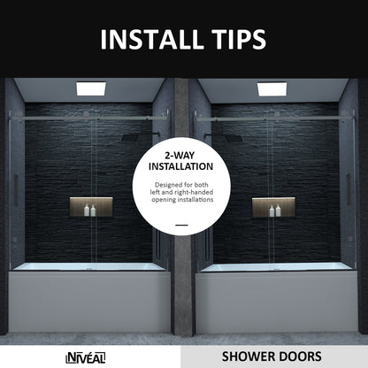 Niveal Essen 60 in. W x 60 in. H Sliding Semi-Frameless Tub Door in Matte Black Finish 11_cb93eb6b-7353-4542-8174-0cf0081e3fe0
