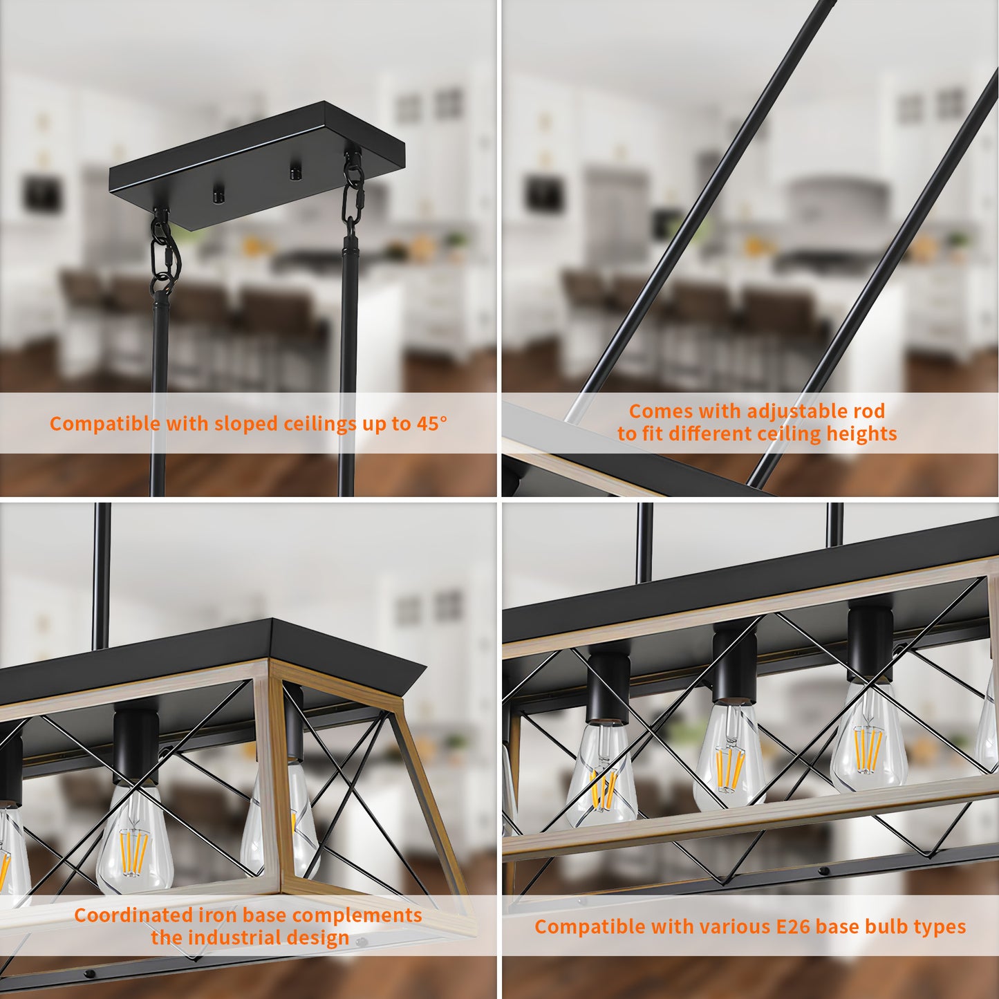 Taimei Vesper 16 in. 4-Light & Rustica 5-Light Farmhouse Industrial Chandelier Light 11_cce44db8-a590-48a4-8bdb-7492cb27a6f6