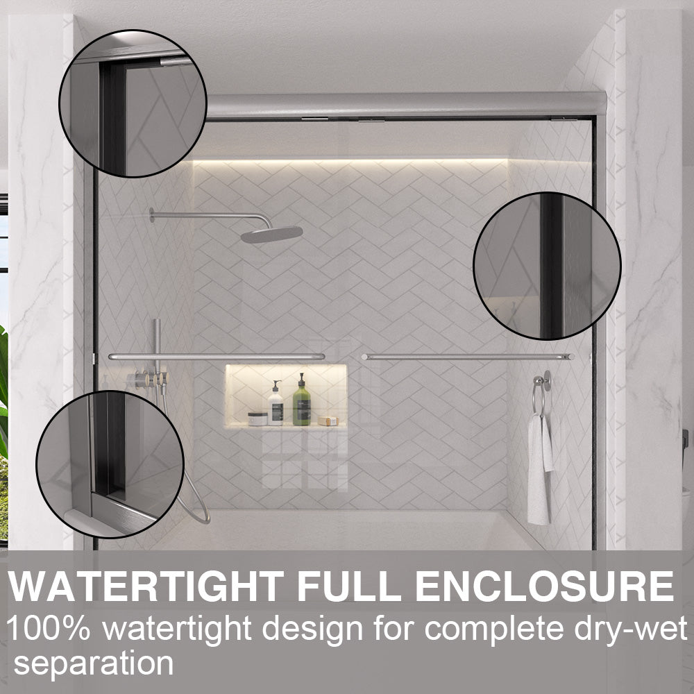 Shine 60 in. W x 56 in. H Semi-Frameless Sliding Tub Door with 1/4 in. Clear Tempered Glass 11_cf39c56e-3181-4710-8a87-0efda98ec1ef