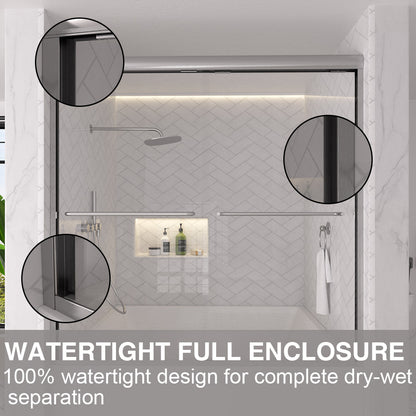 Shine 60 in. W x 56 in. H Semi-Frameless Sliding Tub Door with 1/4 in. Clear Tempered Glass 11_cf39c56e-3181-4710-8a87-0efda98ec1ef
