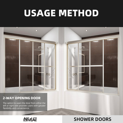 Niveal Luminous 59 in. W x 56 in. H Sliding Framed Tub Door with Clear Tempered Glass 11_d229173f-3a94-42da-95c6-205e4d1ebd73