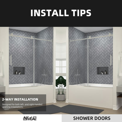 Niveal Vista 60 in. W x 60 in. H Sliding Semi-Frameless Tub Door with Clear Glass 11_d6c083e9-5066-4faf-abc6-29746e300206