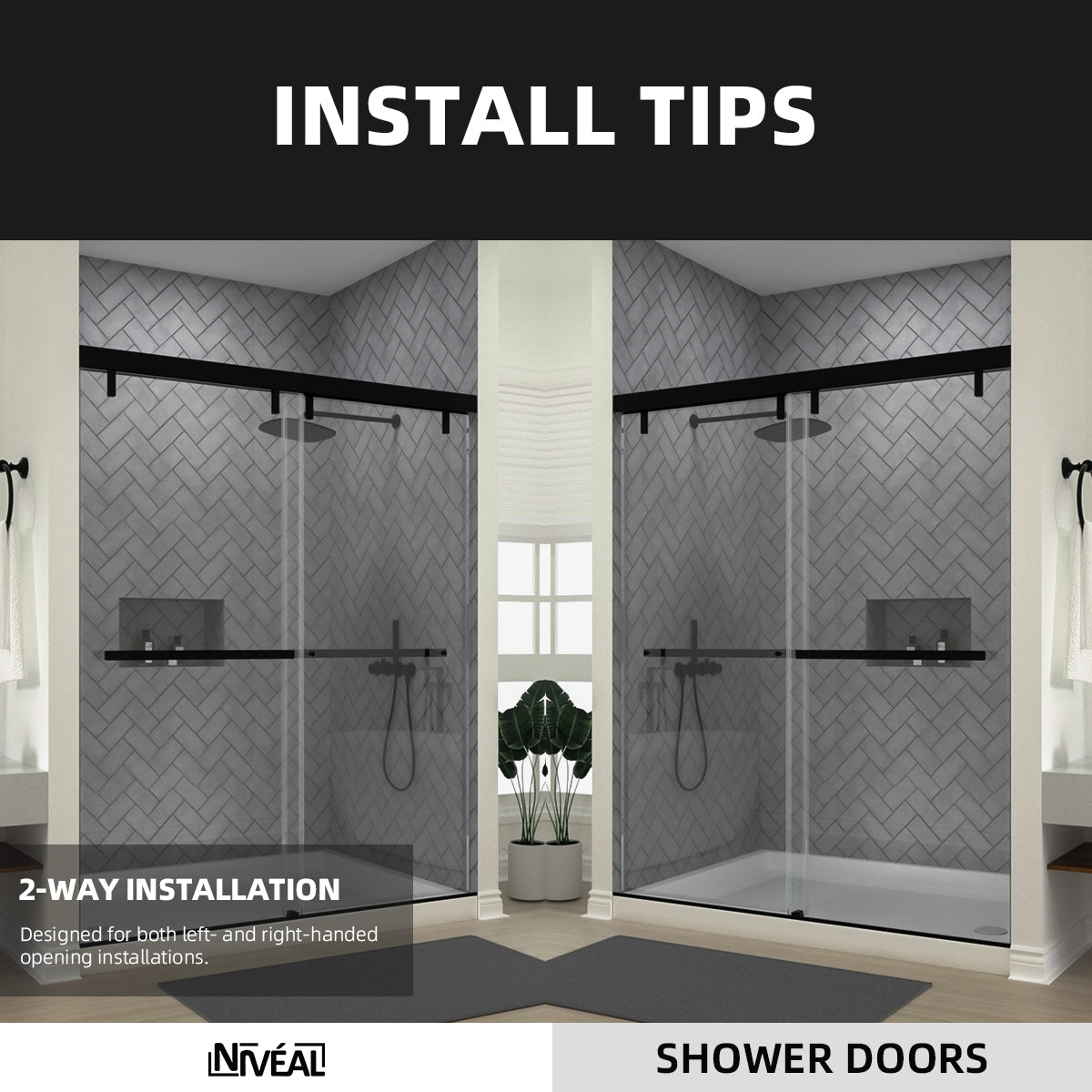 Niveal Koln 60 in. W x 72 in. H Sliding Semi-Frameless Shower Door with Clear Glass 11_da440104-7248-4ff3-a000-9d8e6aa0c87a