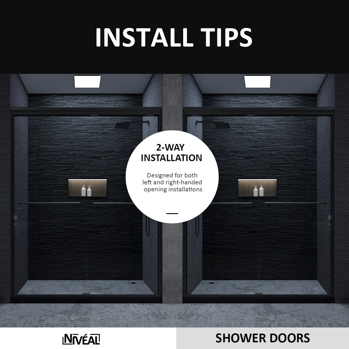 Niveal Vale 60 in. W x 72 in. H Sliding Semi-Frameless Shower Door with Clear Glass