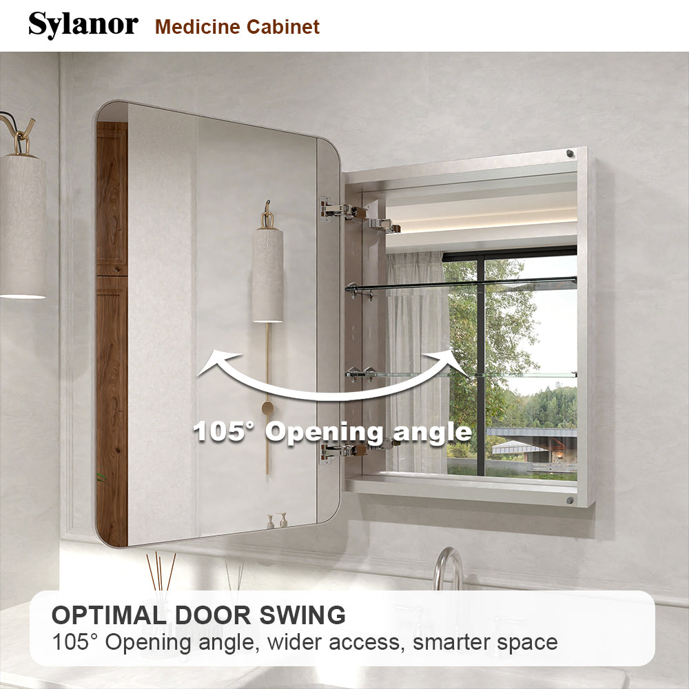Verve Frameless Recessed or Surface-Mount Rectangular Aluminum Medicine Cabinet with Mirror in Brushed Nickel 11_e0e87309-1896-4579-9c23-f7d0684e3e79