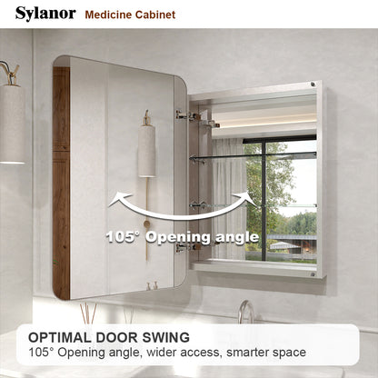 Verve Frameless Recessed or Surface-Mount Rectangular Aluminum Medicine Cabinet with Mirror in Brushed Nickel 11_e0e87309-1896-4579-9c23-f7d0684e3e79
