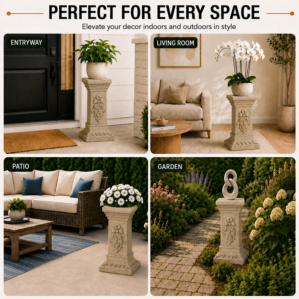 Verda 19 in. Tall Sand Magnesium Oxide Pedestal Plant Stand 11_e928036d-dfeb-4202-8c23-f3dbf845ca04