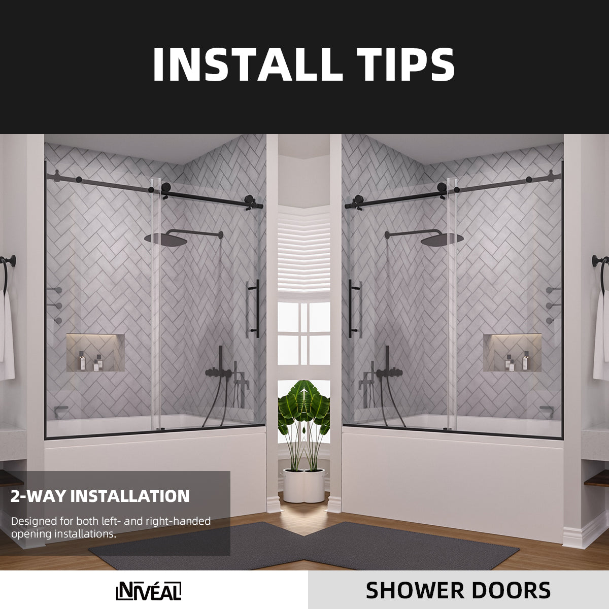 Niveal Luxe 60 in. W x 60 in. H Sliding Semi Frameless Tub Door with Clear Glass 11_ef193166-6343-4252-b2ea-0d55cb5e0fd6