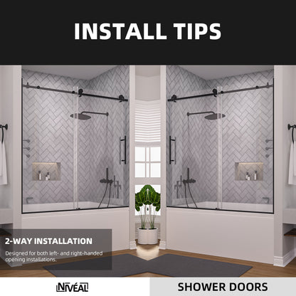 Niveal Luxe 60 in. W x 60 in. H Sliding Semi Frameless Tub Door with Clear Glass 11_ef193166-6343-4252-b2ea-0d55cb5e0fd6