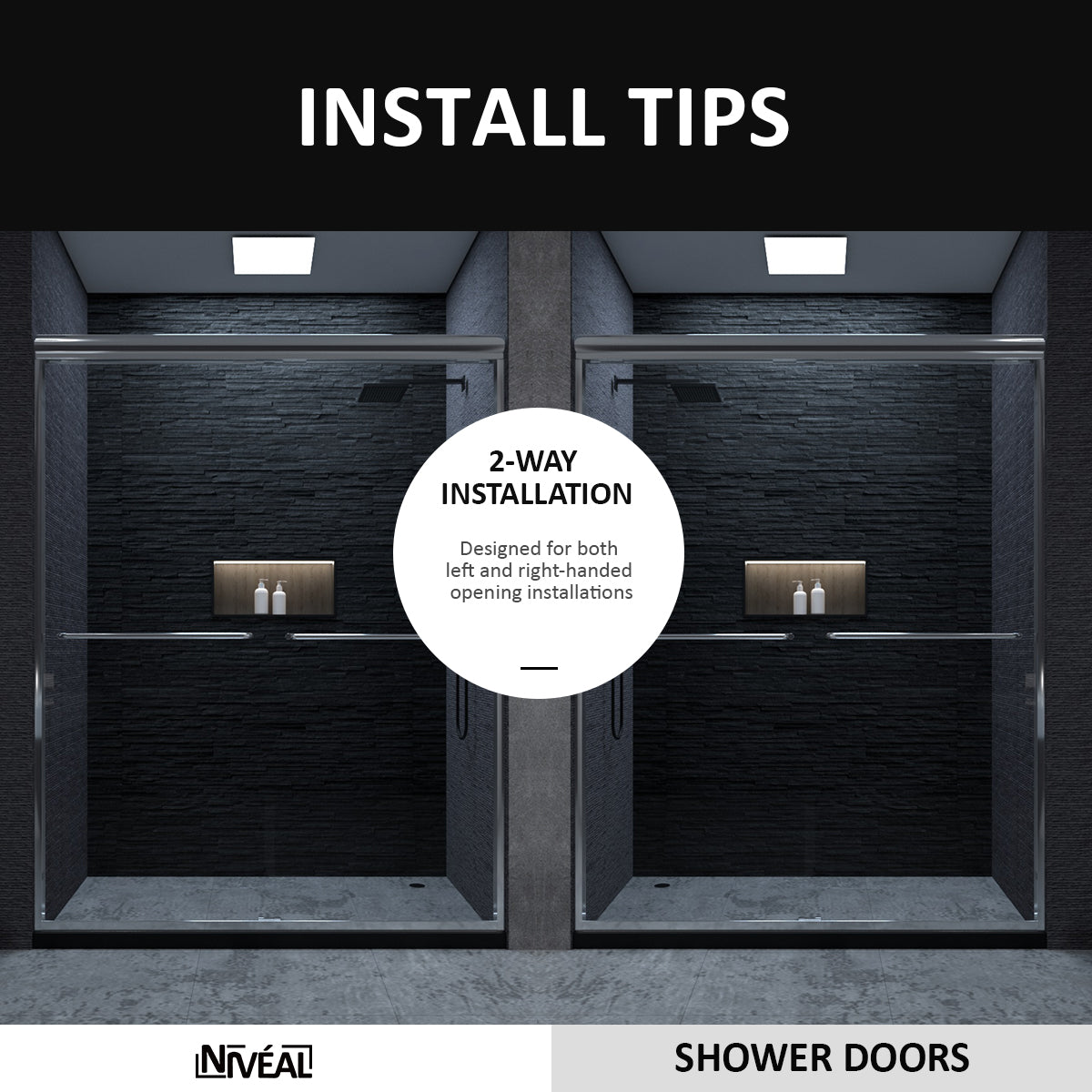 Niveal Vale 60 in. W x 72 in. H Sliding Semi-Frameless Shower Door with Clear Glass