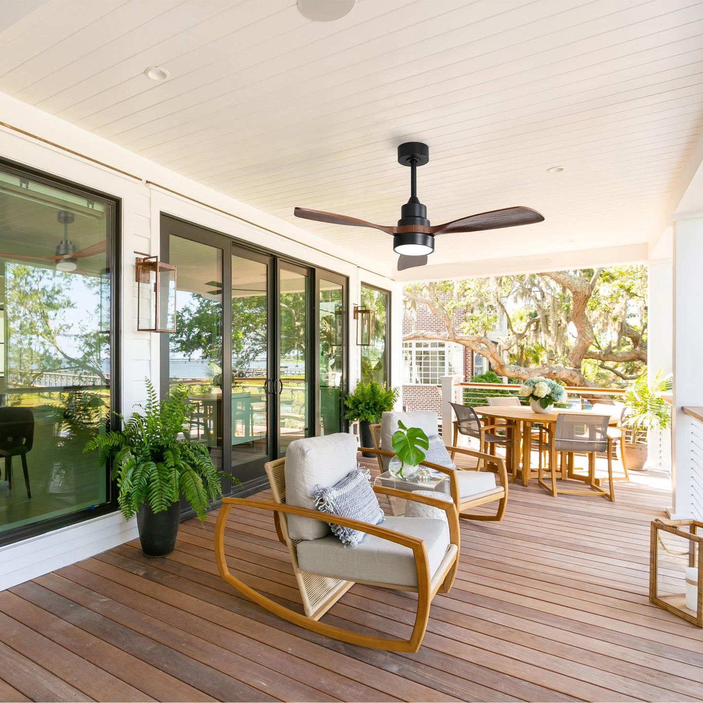 Taimei Auris 48 in. Downrod Standard Ceiling Fan with Integrated LED with Remote Included 3-Reversible Blades