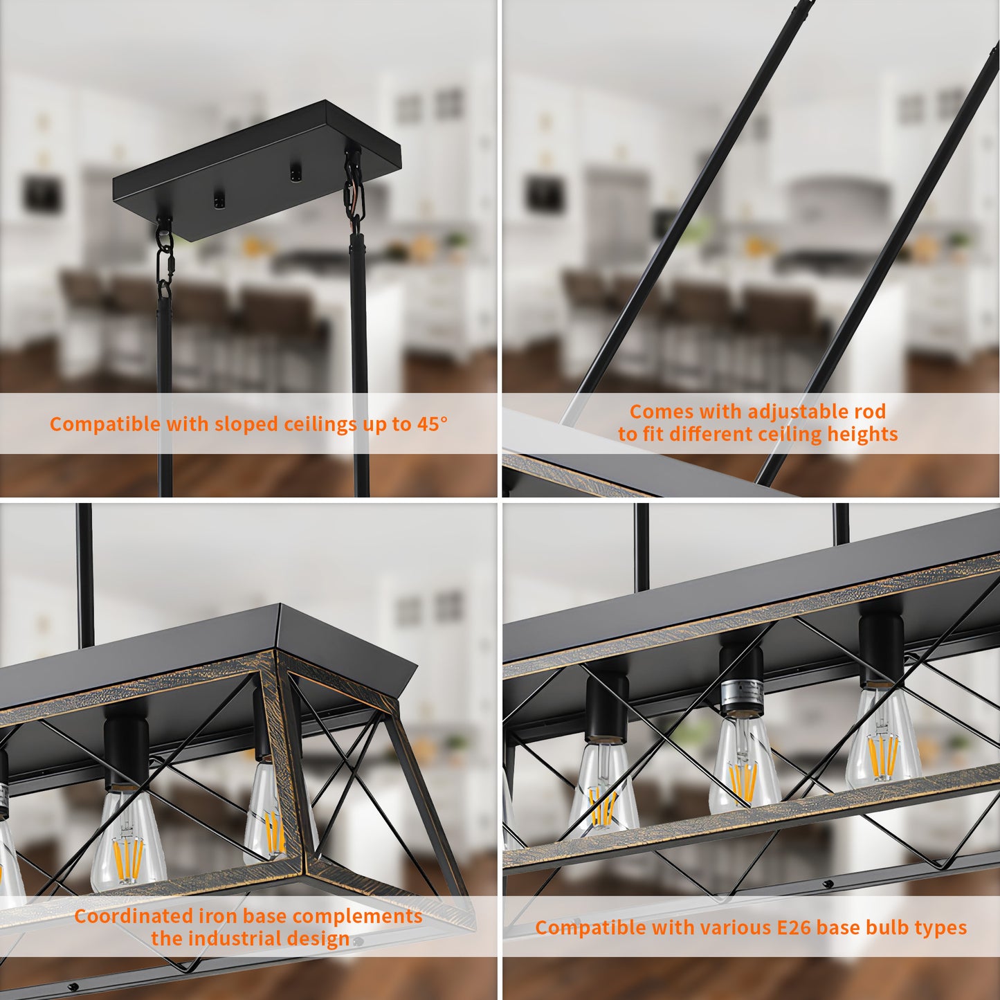 Taimei Vesper 16 in. 4-Light & Rustica 5-Light Farmhouse Industrial Chandelier Light 11_ff101f59-c3bb-4951-b5b8-d7bee97fc71b