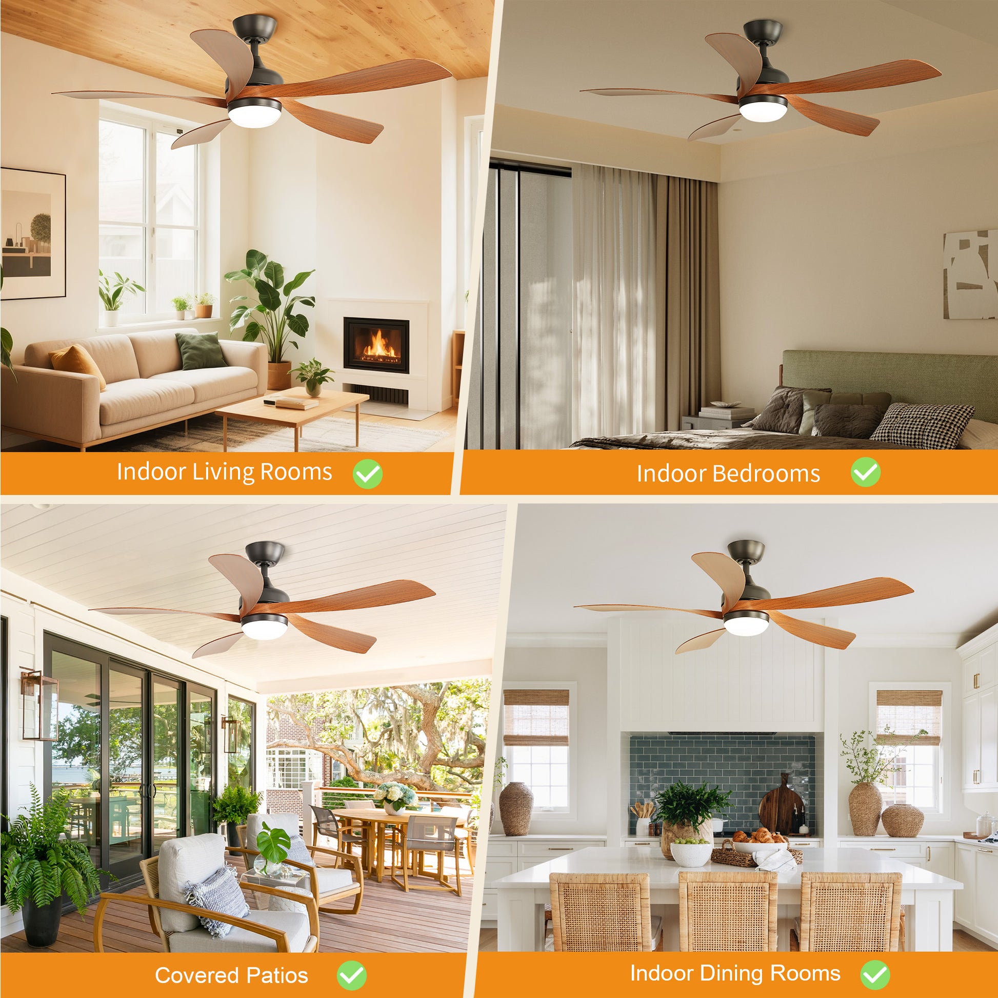 Taimei Sleek 52 in. Ceiling Fan - 5 Precision ABS Blades with Soft LED Light and Whisper-Quiet 6-Speed Remote Control 12.