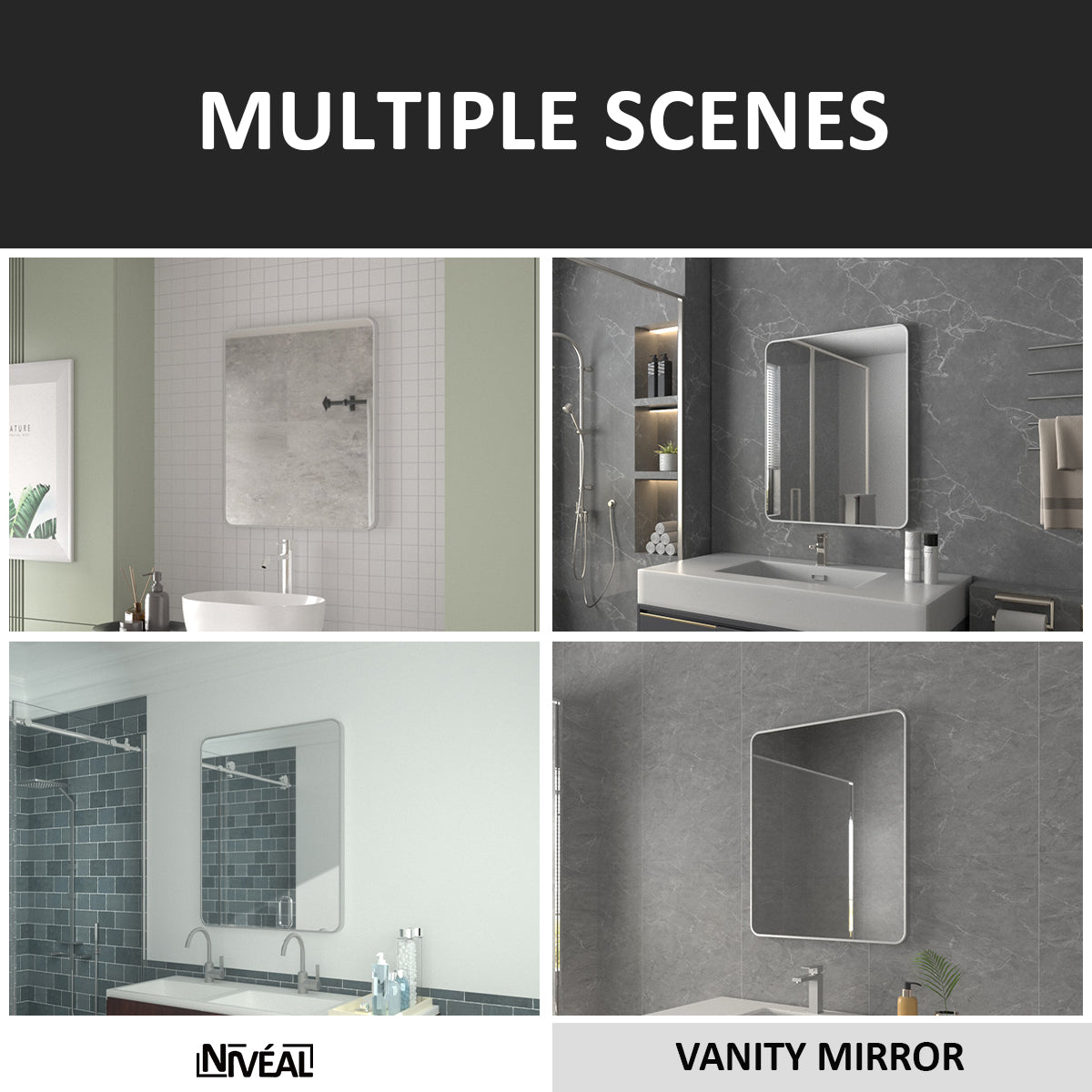 Niveal SM Series Rectangular Framed Wall Bathroom Vanity Mirror