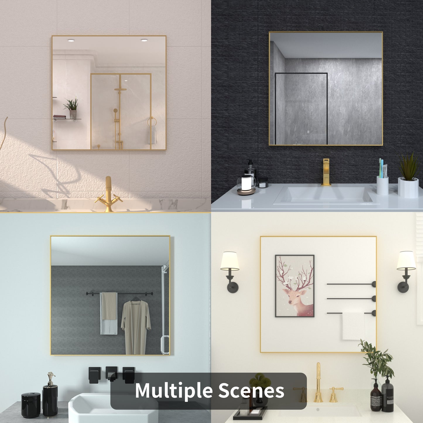 TaiMei 30 in. W x 30 in. H  Rectangular Framed Bathroom Vanity Mirror