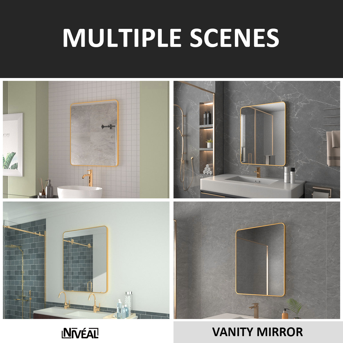 Niveal SM Series Rectangular Framed Wall Bathroom Vanity Mirror