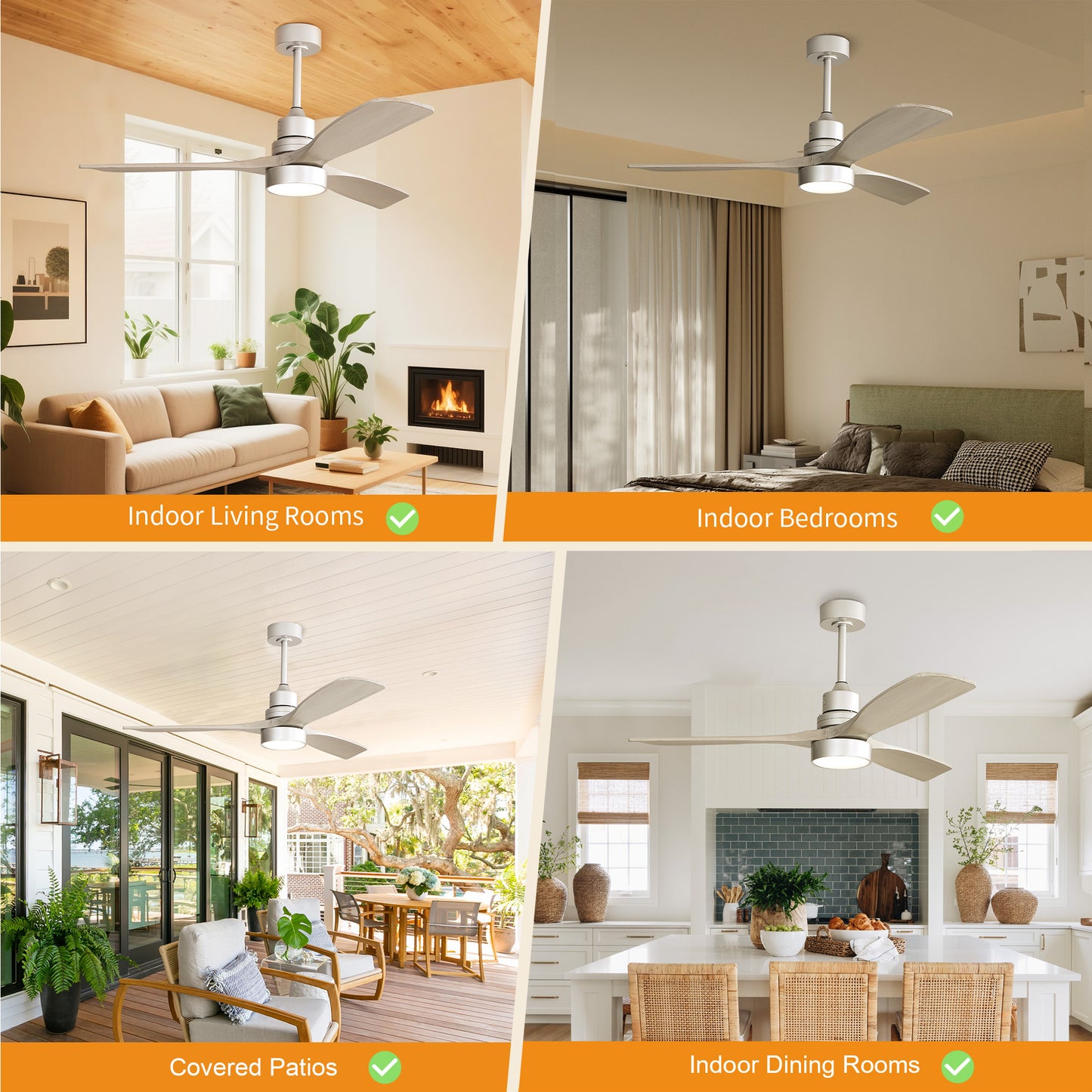 Taimei Selen 52 in. Downrod Standard Ceiling Fan with Integrated LED with Remote Included 3-Blade Reversible