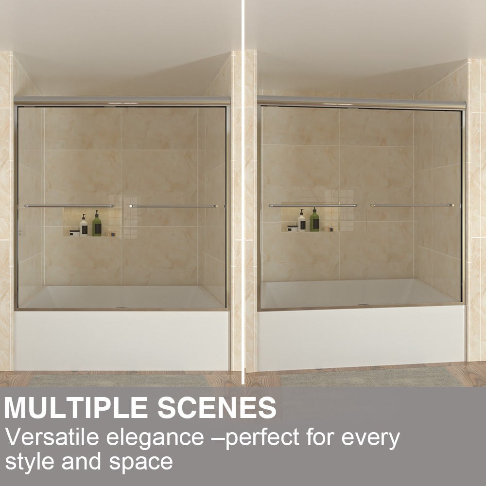 Shine 60 in. W x 56 in. H Semi-Frameless Sliding Tub Door with 1/4 in. Clear Tempered Glass 12_31a83f8b-8646-4708-b3e6-6e6713f81538