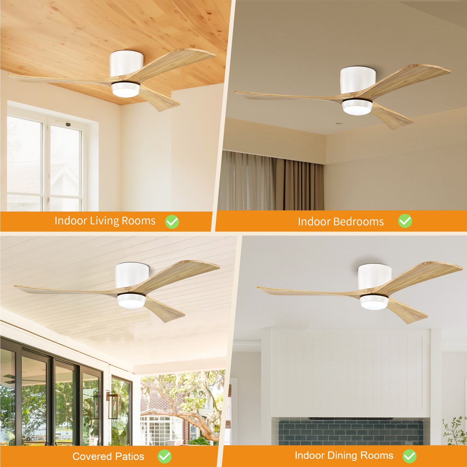 Taimei Stela 52 in. Flush Mount Standard Ceiling Fan with Dimmable LED with Remote Included DC Motor 12_38ba67cd-4abc-4053-a068-2738057b63d1