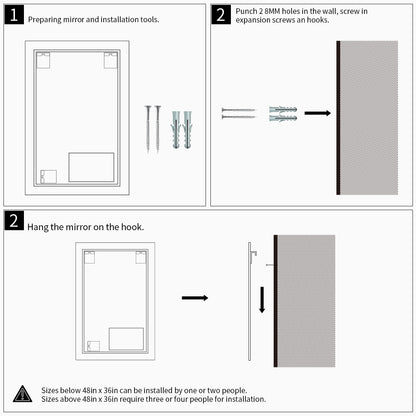 Niveal LMV Series Rectangular Frameless LED Wall Bathroom Vanity Mirror in Silver 12_4072dfac-c0ca-481f-8778-64e9a0e4790e
