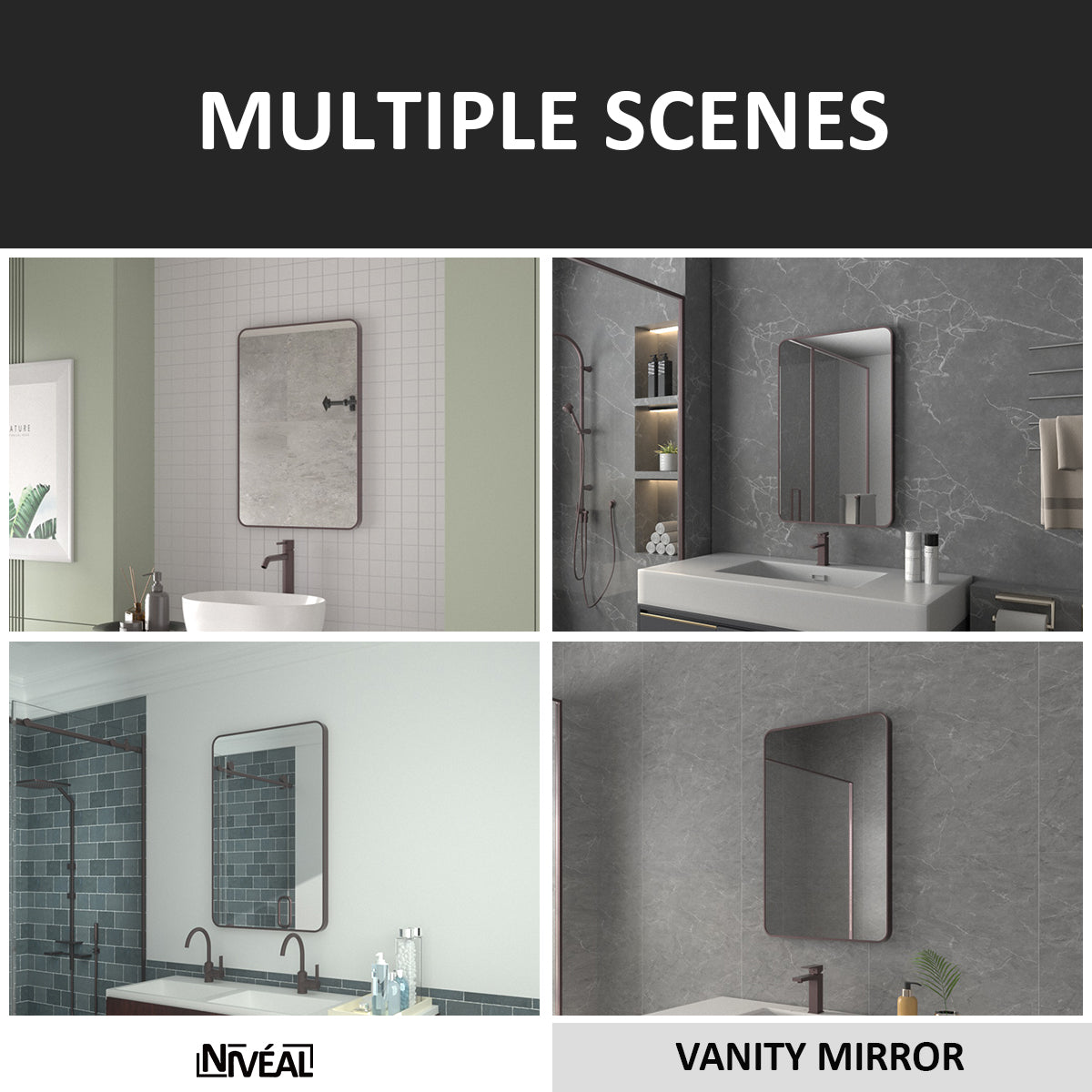 Niveal SM Series Rectangular Framed Wall Bathroom Vanity Mirror