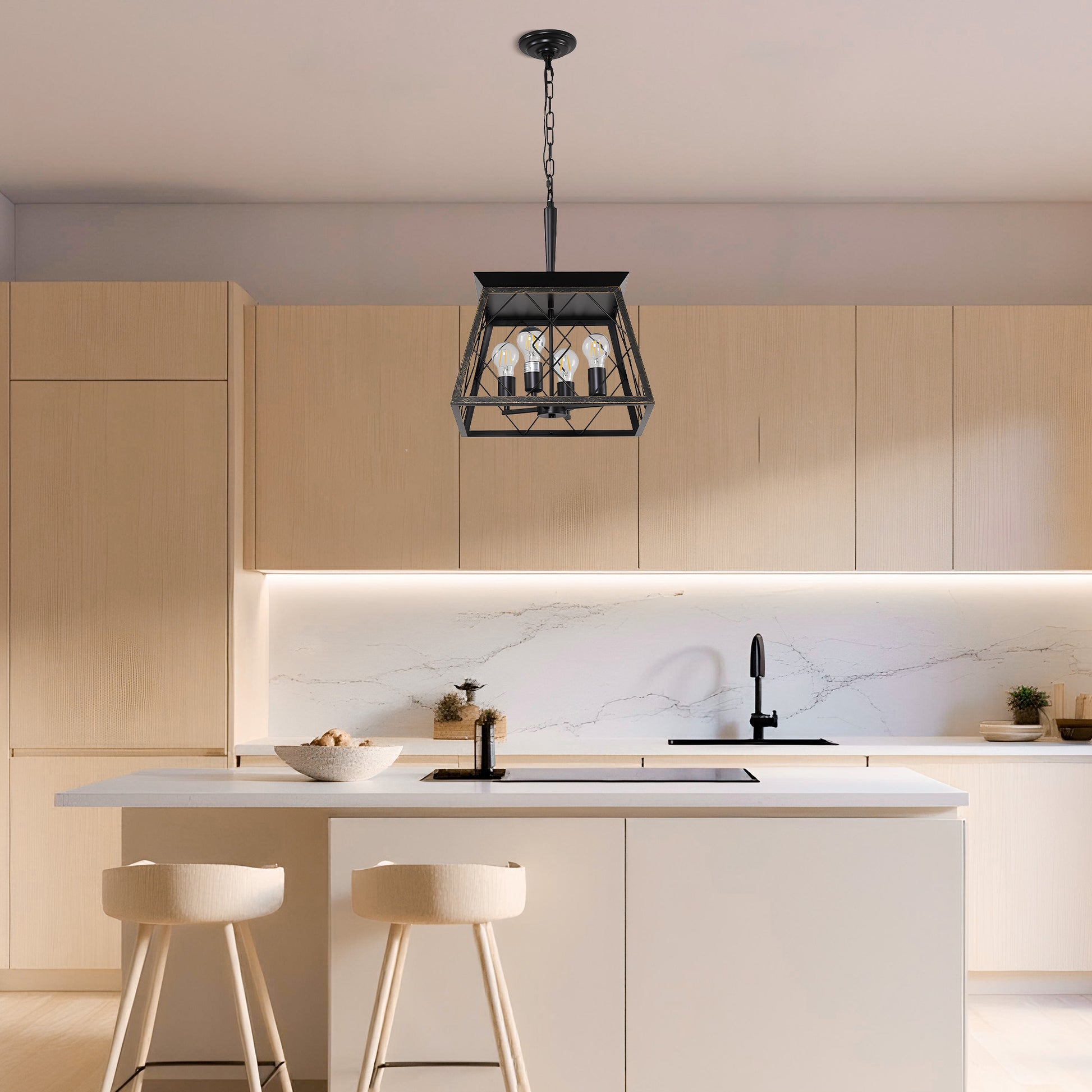 Taimei Vesper 16 in. 4-Light & Rustica 5-Light Farmhouse Industrial Chandelier Light 12_4945114a-6626-4945-9041-83239e29937d