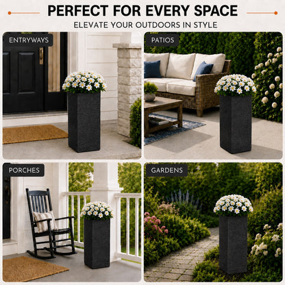 Grevia 10.75 in. Gray Magnesium Oxide Floor Planter for Indoor Outdoor Use