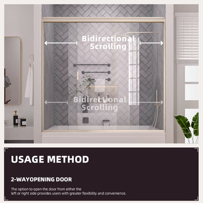 Niveal Breeze 60 in. W x 56 in. H Sliding Semi Frameless Tub Door with Clear Glass 12_58c4463a-36ec-40f1-a6ba-a5f35455dc61