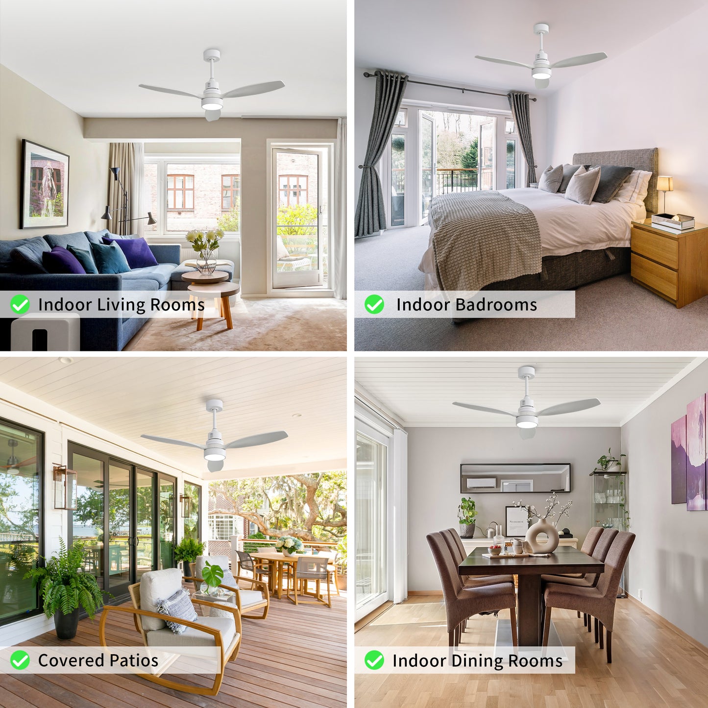 Taimei Selen 52 in. Downrod Standard Ceiling Fan with Integrated LED with Remote Included 3-Blade Reversible