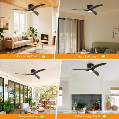 Taimei Niveu 52 in. Flush Mount Standard Ceiling Fan with Dimmable LED with Remote Included DC Motor 12_7a270c8a-3618-48d2-8d4a-fdbc089fe6c4