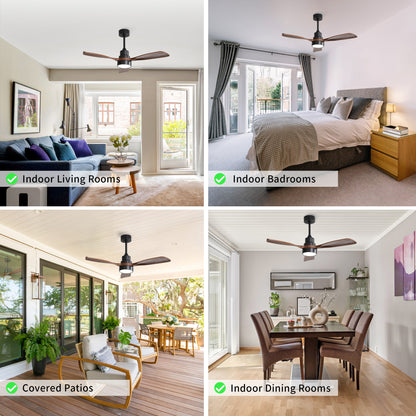 Taimei Auris 48 in. Downrod Standard Ceiling Fan with Integrated LED with Remote Included 3-Reversible Blades