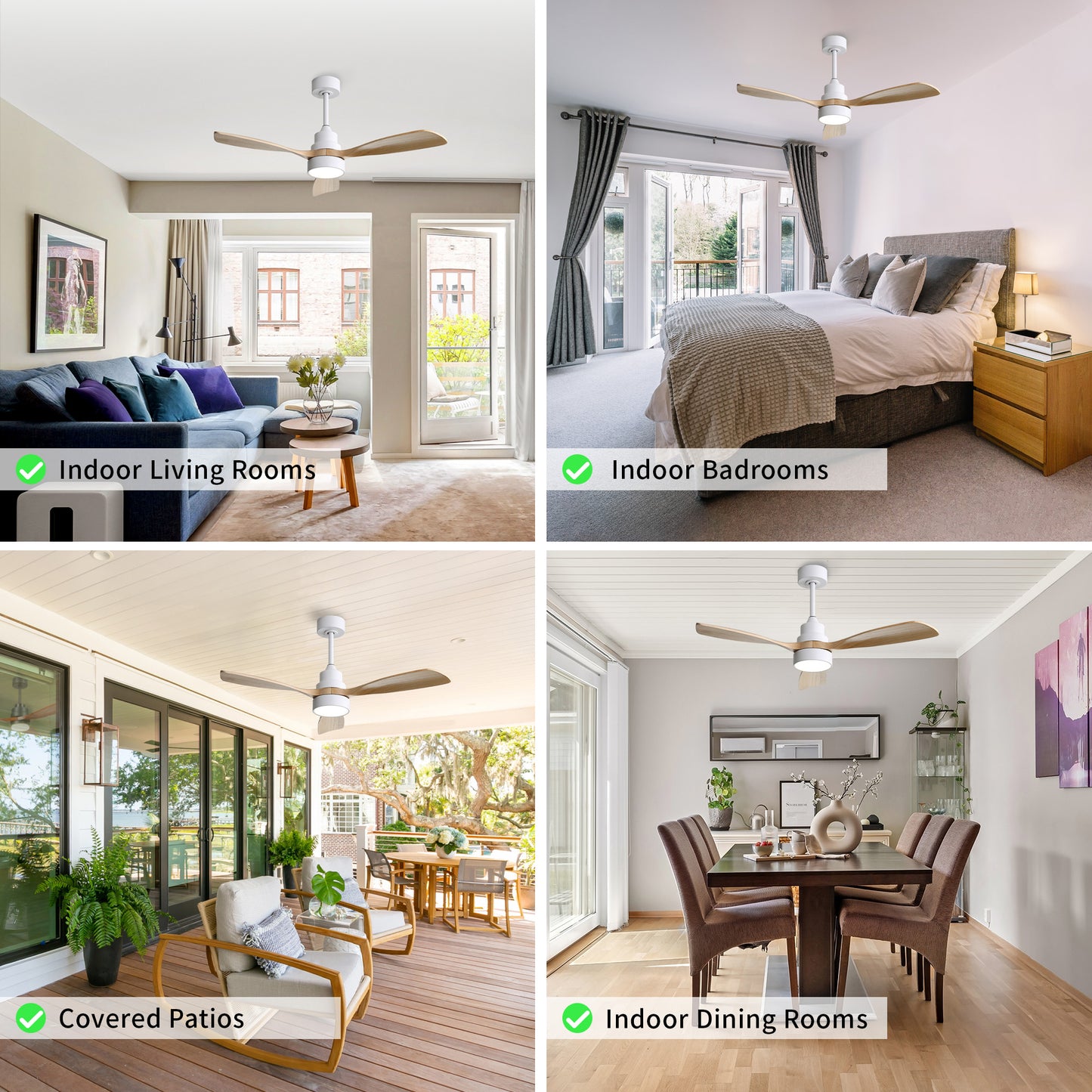 Taimei Auris 48 in. Downrod Standard Ceiling Fan with Integrated LED with Remote Included 3-Reversible Blades