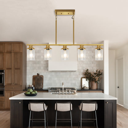 Taimei Aero 37 in. Industrial 5-Light Chandelier with Clear Glass Shades 12_859063c2-4de8-4167-8d7e-3910e5df9a8c