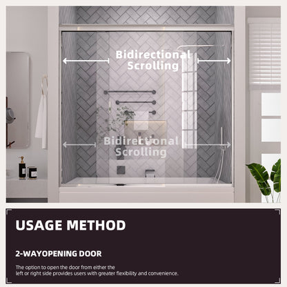 Niveal Breeze 60 in. W x 56 in. H Sliding Semi Frameless Tub Door with Clear Glass 12_8f1119ed-ec2b-4832-aaa1-c83d2e19ab52