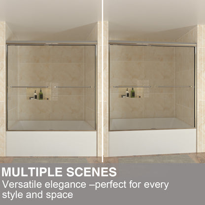 Shine 60 in. W x 56 in. H Semi-Frameless Sliding Tub Door with 1/4 in. Clear Tempered Glass 12_9978214f-2cd5-41aa-b195-bc8293614bd3