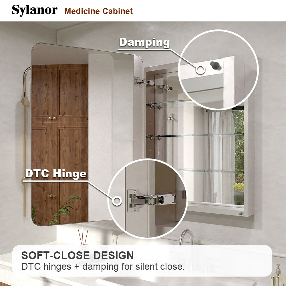Verve Frameless Recessed or Surface-Mount Rectangular Aluminum Medicine Cabinet with Mirror in Brushed Nickel 12_9a8c2247-5b85-495f-afd3-4653a34c96ef