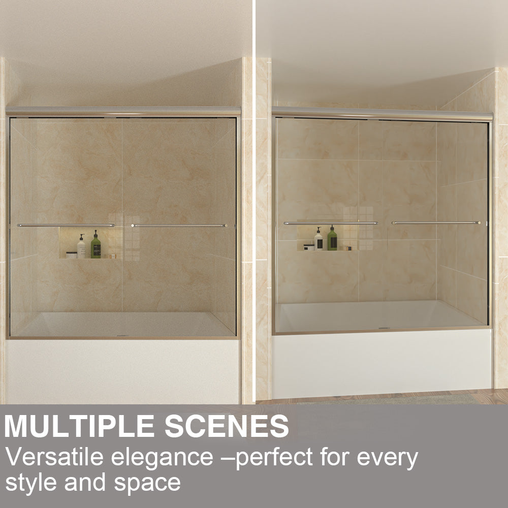 Shine 60 in. W x 56 in. H Semi-Frameless Sliding Tub Door with 1/4 in. Clear Tempered Glass 12_9af4c6bd-225f-4102-922e-52c14426779f