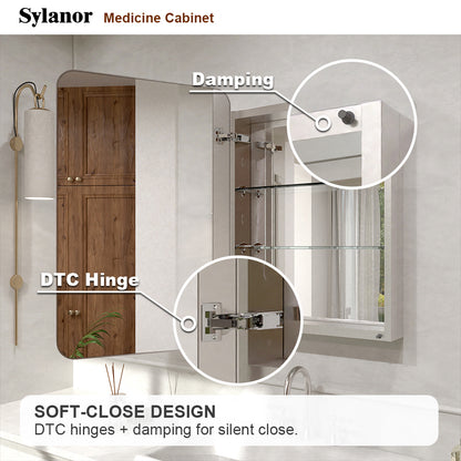 Verve Frameless Recessed or Surface-Mount Rectangular Aluminum Medicine Cabinet with Mirror in Brushed Nickel 12_9b2a5ebe-ef55-4a9c-92e5-b466d8d4aadb