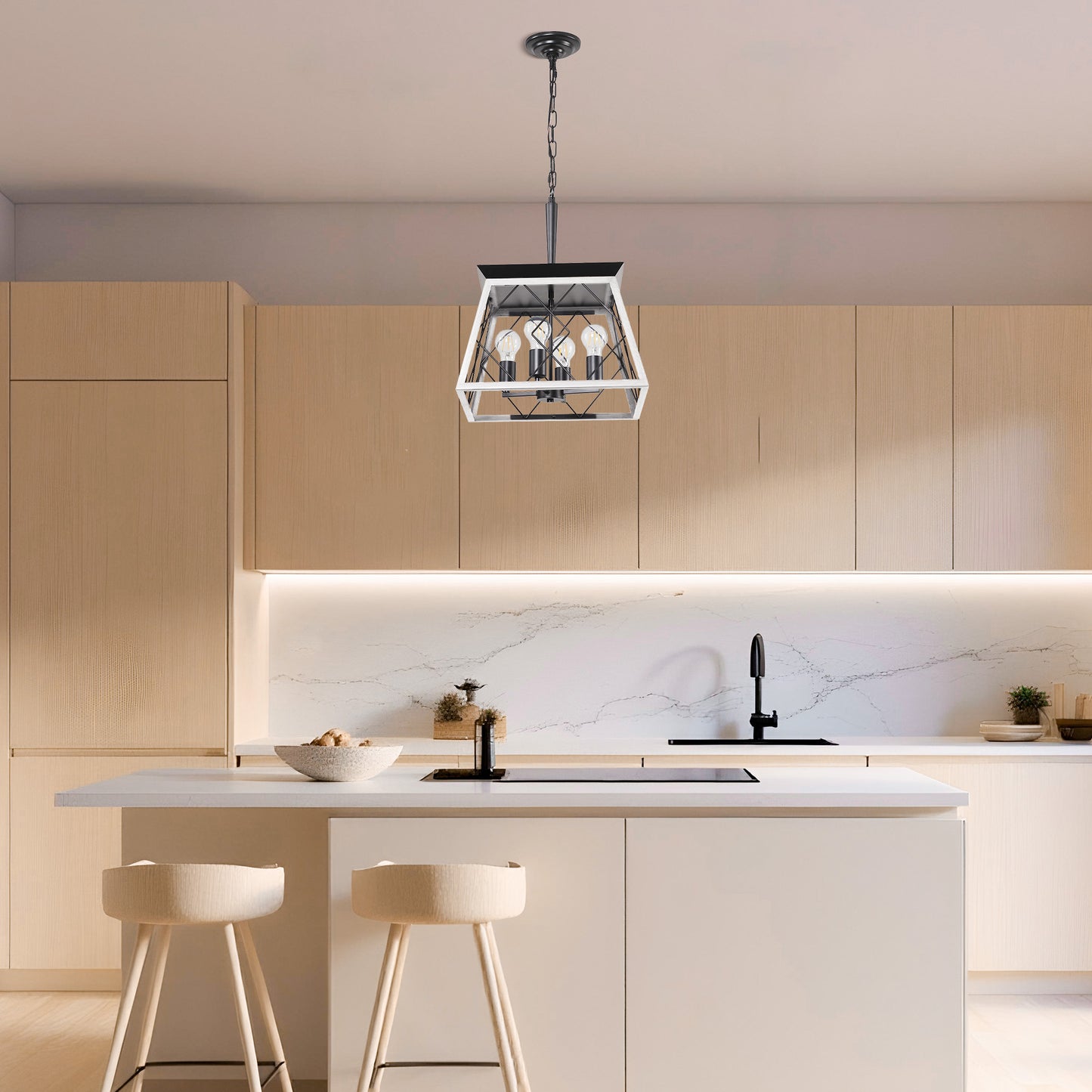Taimei Vesper 16 in. 4-Light & Rustica 5-Light Farmhouse Industrial Chandelier Light 12_9f89ff33-c41e-45aa-9d68-eb6884bc1965
