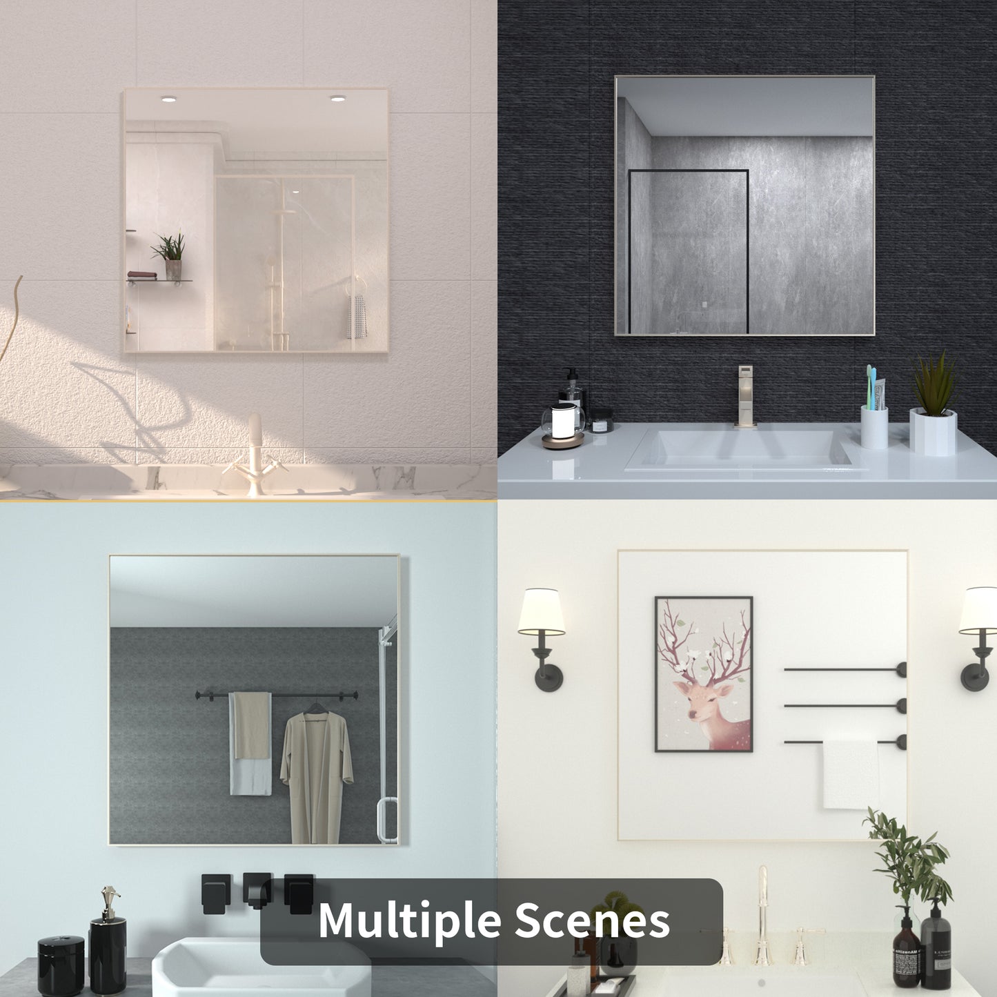 TaiMei 30 in. W x 30 in. H  Rectangular Framed Bathroom Vanity Mirror