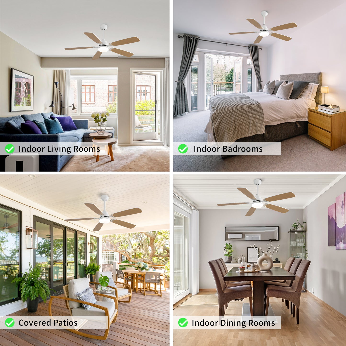 Taimei Cirrus 52 in. White Oak Downrod Standard Ceiling Fan with Integrated LED with Remote Included 5 Two-Tone Blades DC Motor 12_a2bd203a-4929-4209-b622-aa2465cd3769