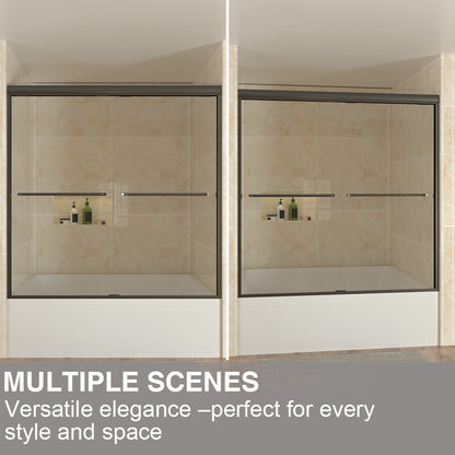 Shine 60 in. W x 56 in. H Semi-Frameless Sliding Tub Door with 1/4 in. Clear Tempered Glass 12_a778f450-8266-4dbd-9cdb-2bc4ca01b0d7