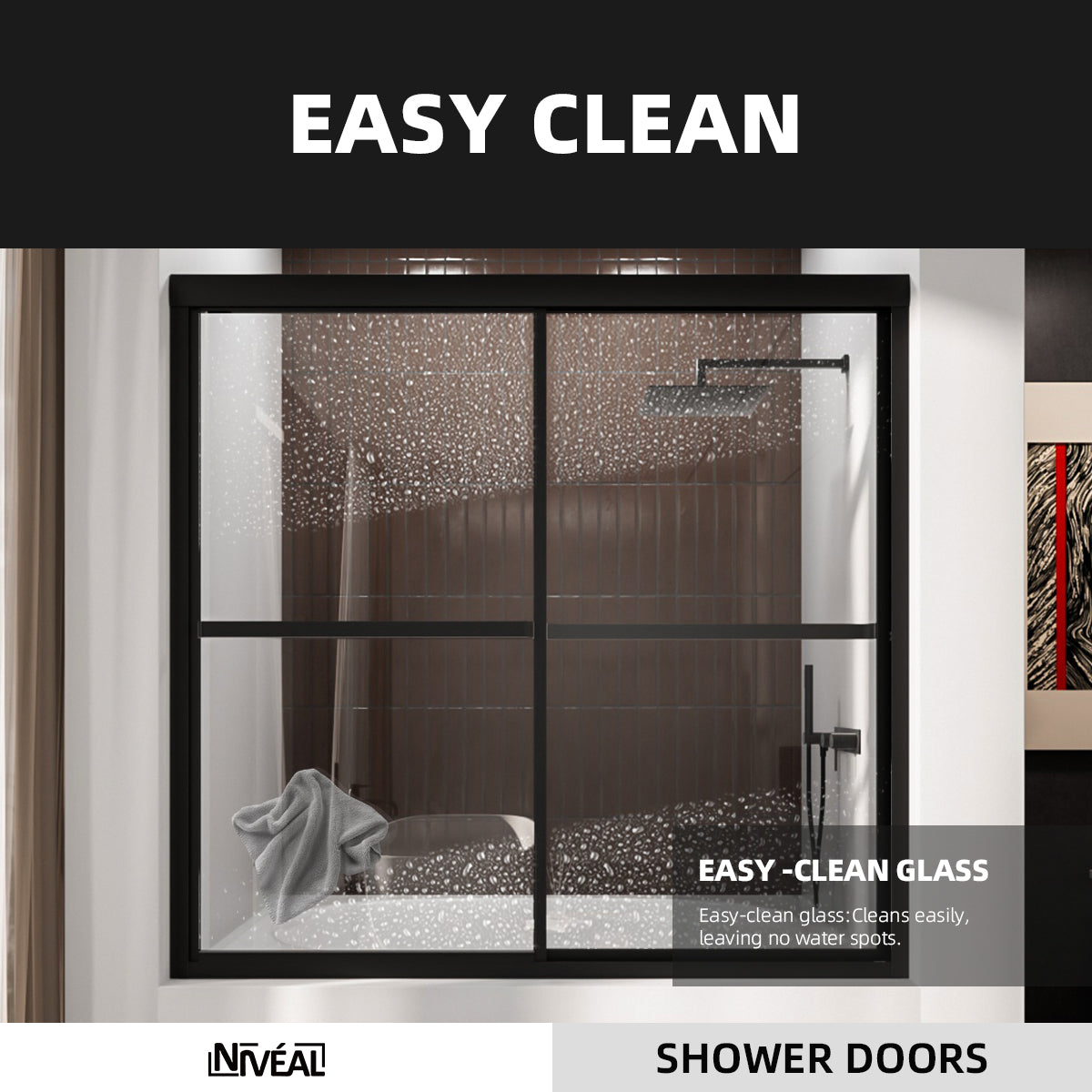 Niveal Luminous 59 in. W x 56 in. H Sliding Framed Tub Door with Clear Tempered Glass 12_b980b187-73dd-4abf-ac87-0d85d1022ad0