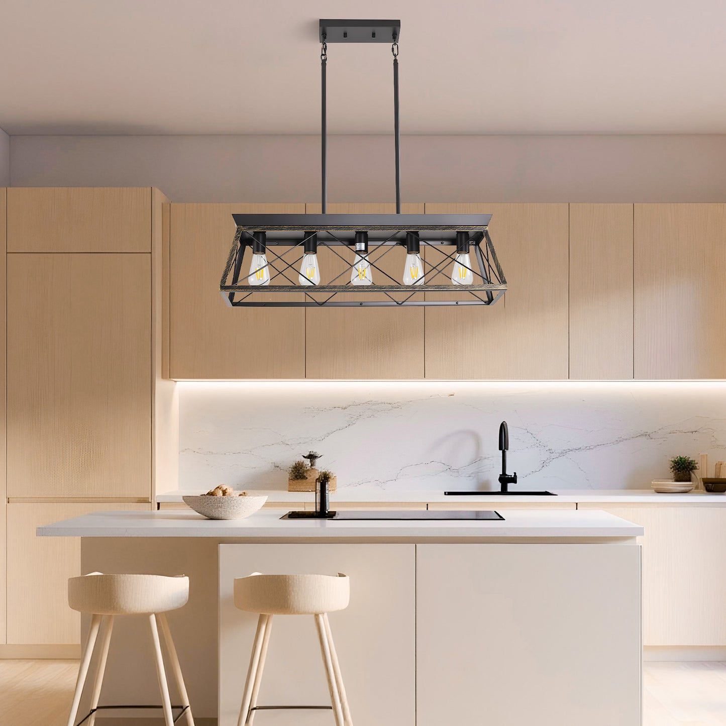 Taimei Vesper 16 in. 4-Light & Rustica 5-Light Farmhouse Industrial Chandelier Light 12_ba04f747-772f-4407-af06-945828fd7952