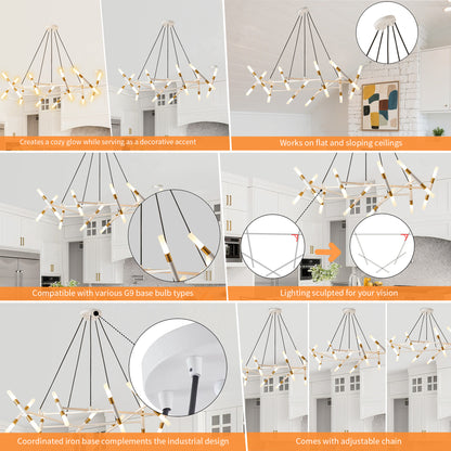 Taimei Cuprum 41 in. 20-Light Iron Modern Chandelier Fixture Branch Design