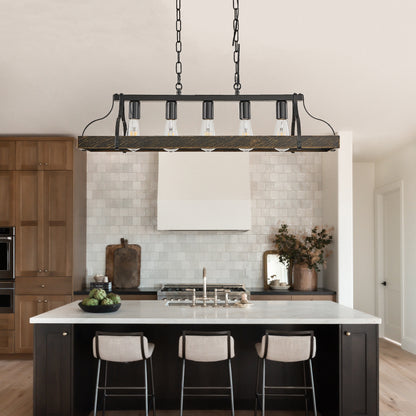 Taimei Olla 34 in. 5-Light Modern Farmhouse Chandelier Light