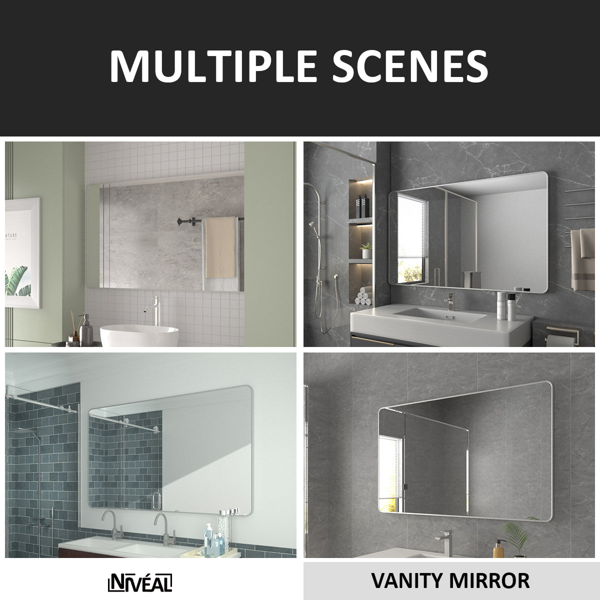 Niveal SM Series Rectangular Framed Wall Bathroom Vanity Mirror